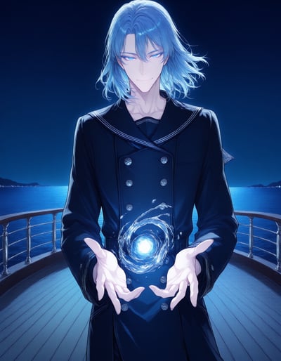 Rabu AIが描いた水属性キャラクター、蒼井 ミナト