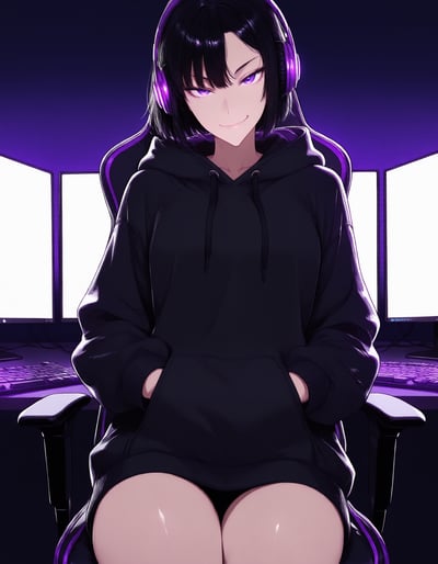 Rabu AIが描いたゲームオタクキャラクター、黒崎 ゆず